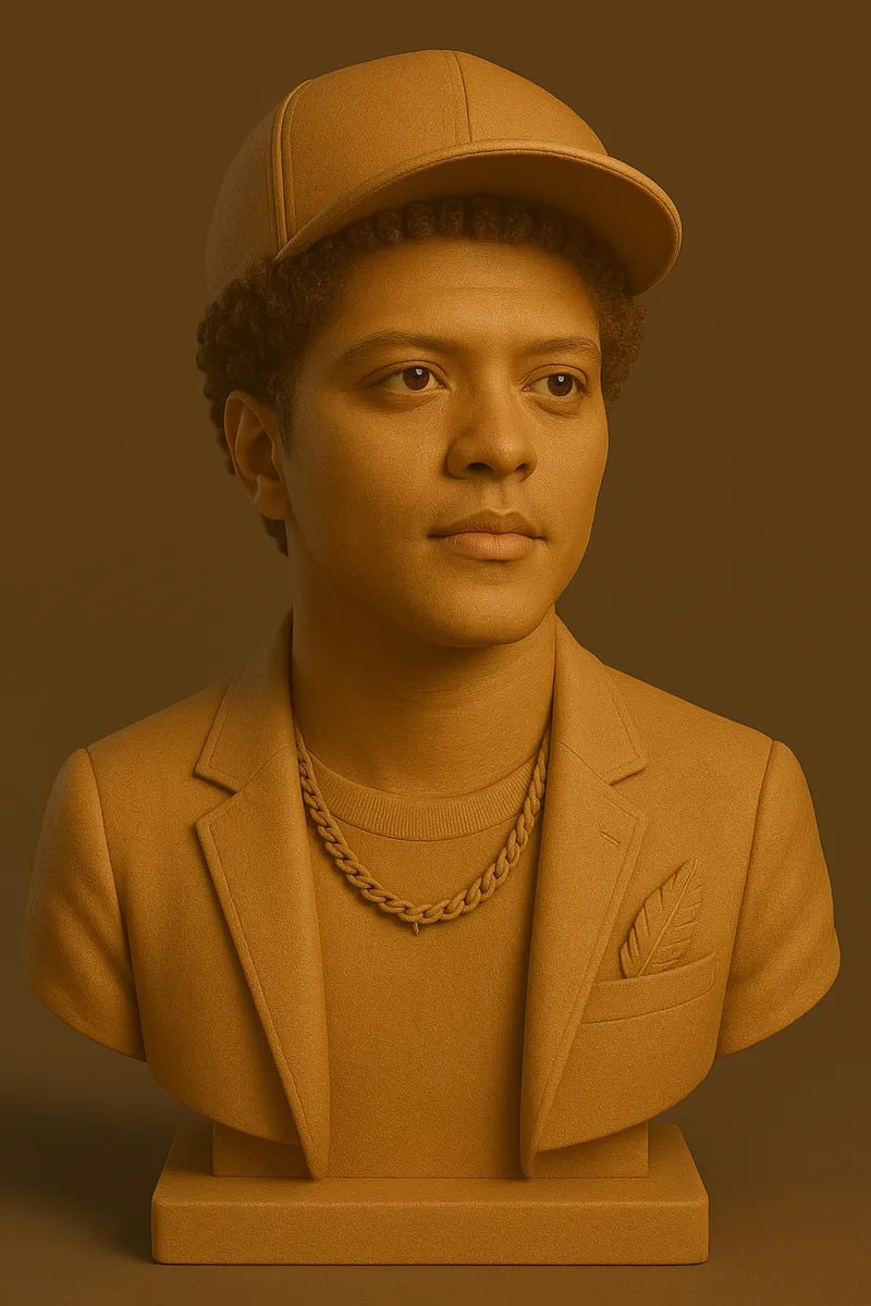 Bruno Mars bust STL model for 3D printing