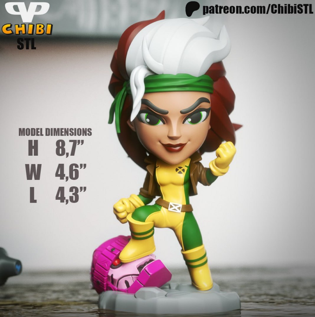 Rogue Chibi STL model for 3D printing