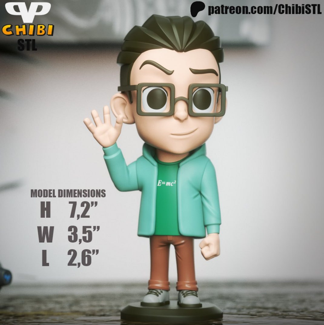 Leonard Chibi Big Bang Theory STL model for 3D printing