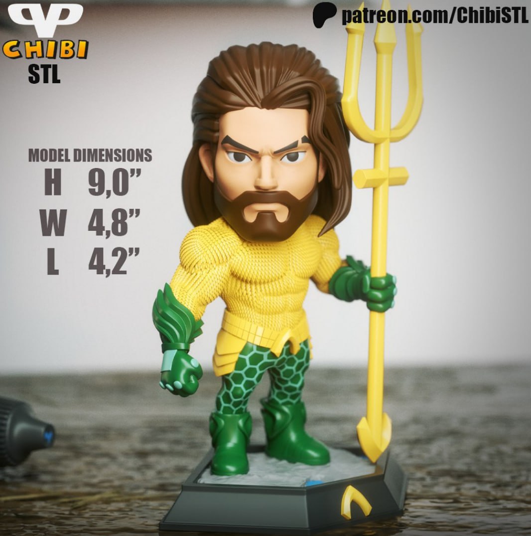 Aquaman Chibi STL model for 3D printing