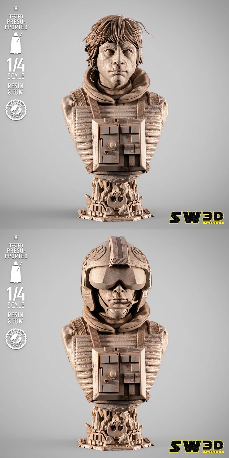 Luke Skywalker Pilot Bust – Star Wars STL Portrait for 3D Printing STL model for 3D printing