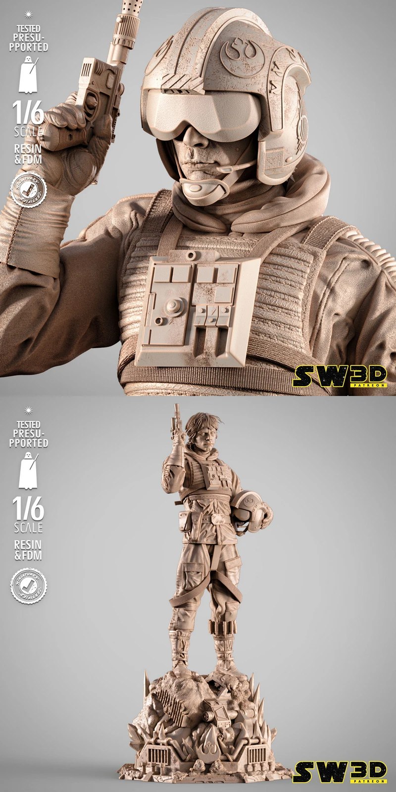 Luke Skywalker Pilot – Star Wars STL Sculpture for 3D Printing STL model for 3D printing
