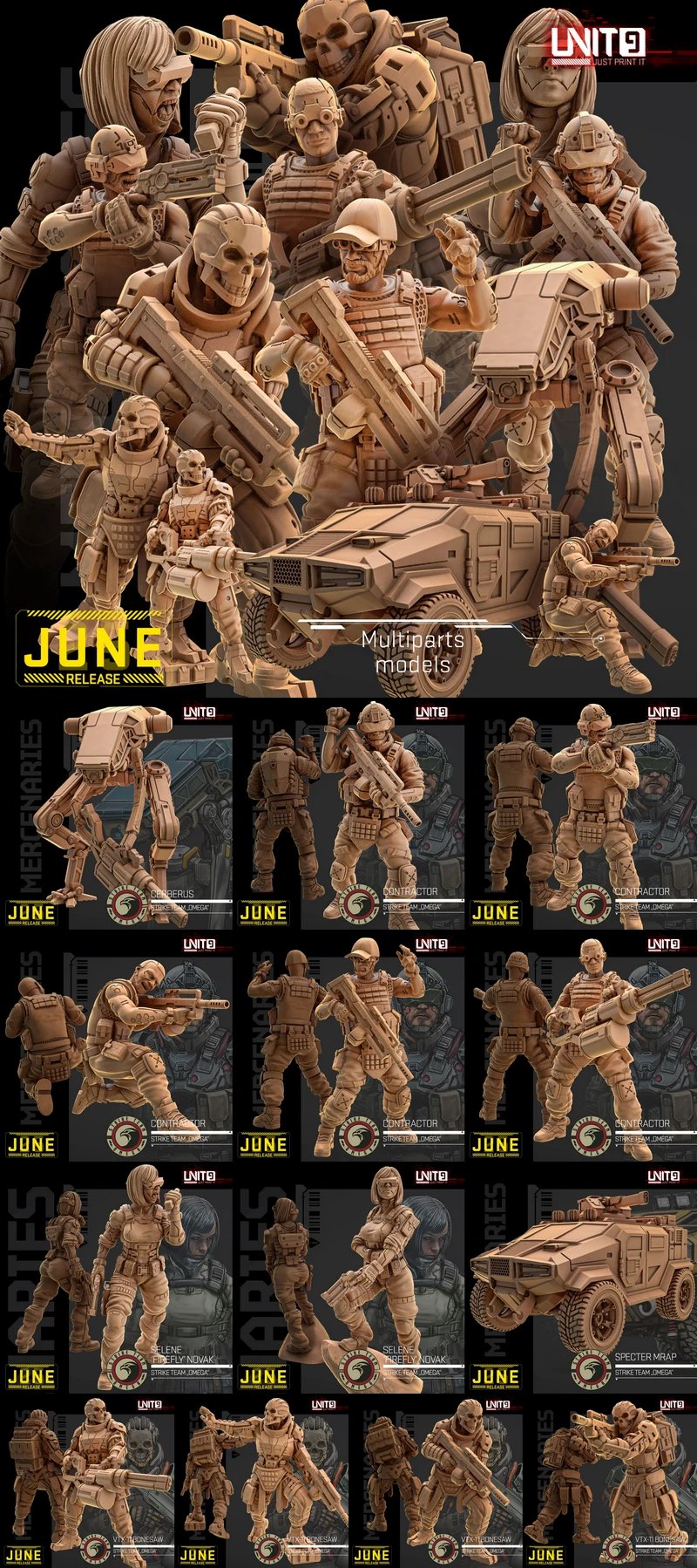 Strike Team ‘OMEGA’ – Sci-Fi Mercenary STL Figures for 3D Printing STL model for 3D printing