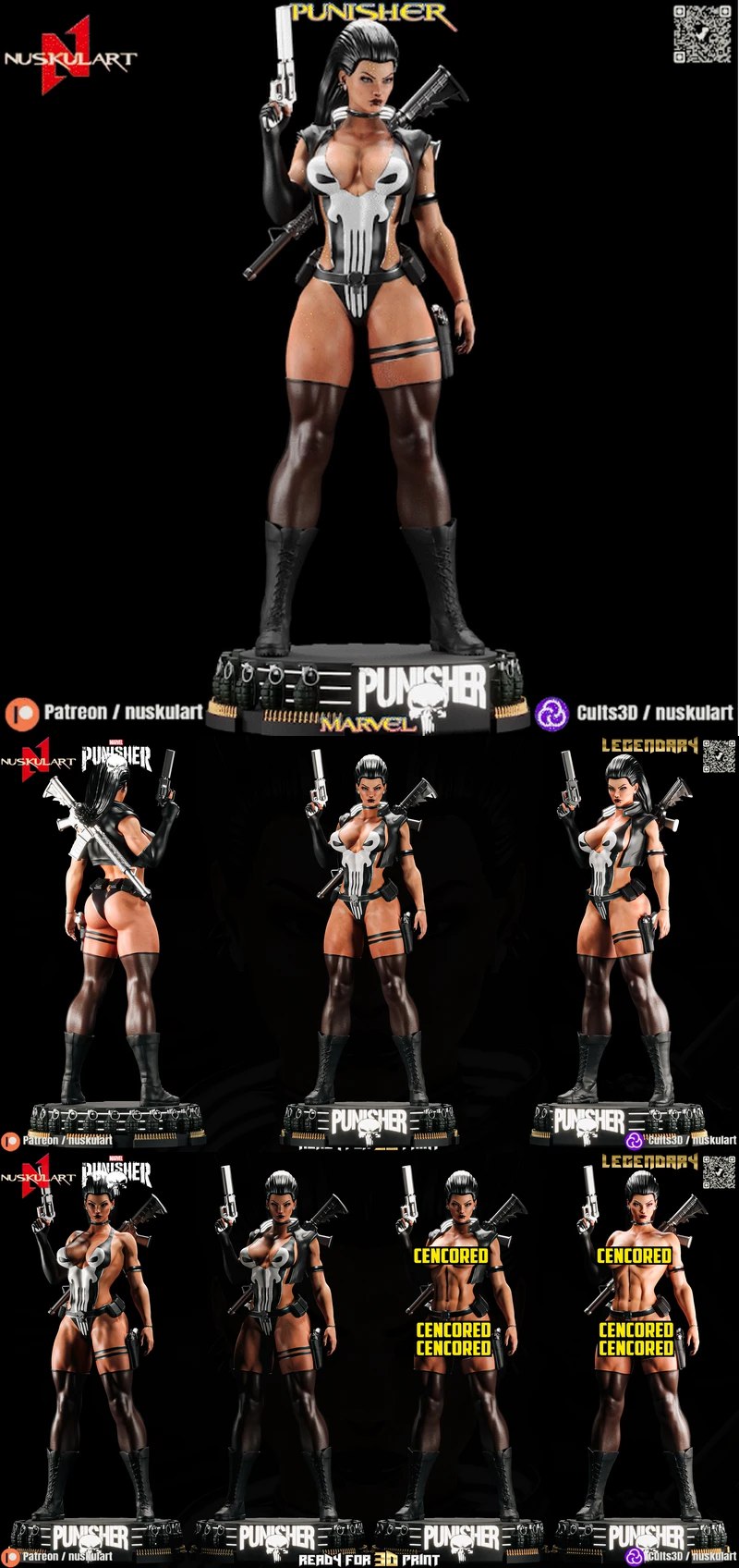 Genderbend Punisher – Stylized Antihero STL Figure for 3D Printing STL model for 3D printing