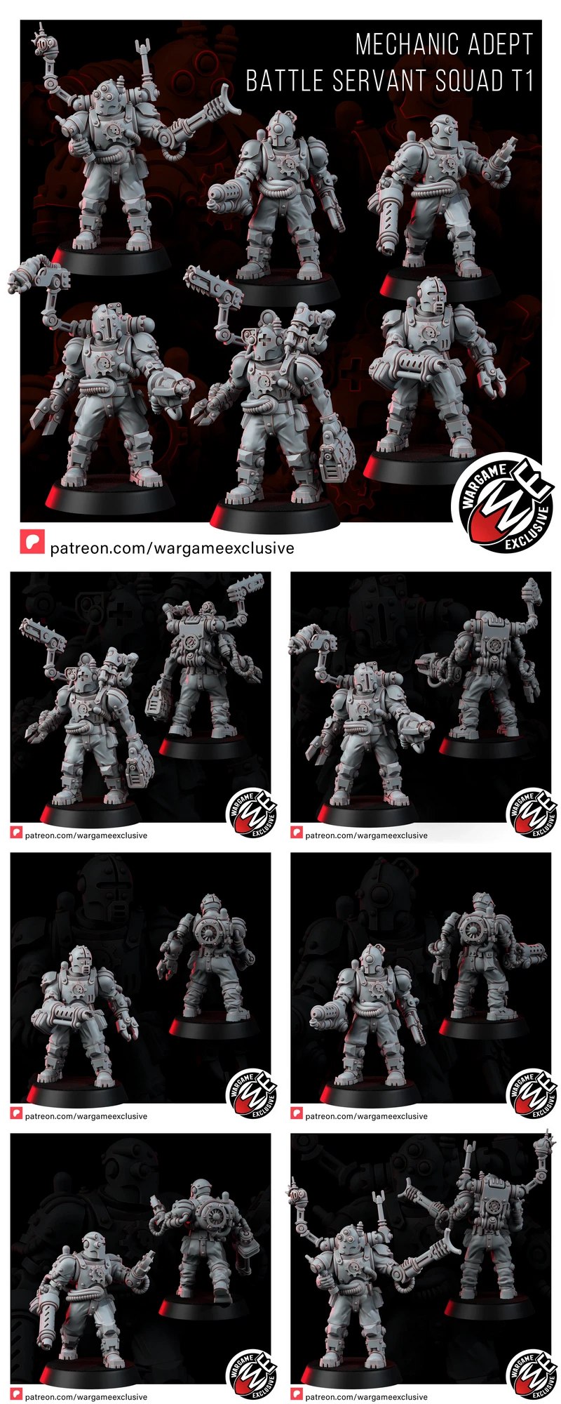 Mechanic Adept Battle Servants – Squad T1 STL Set for 3D Printing STL model for 3D printing
