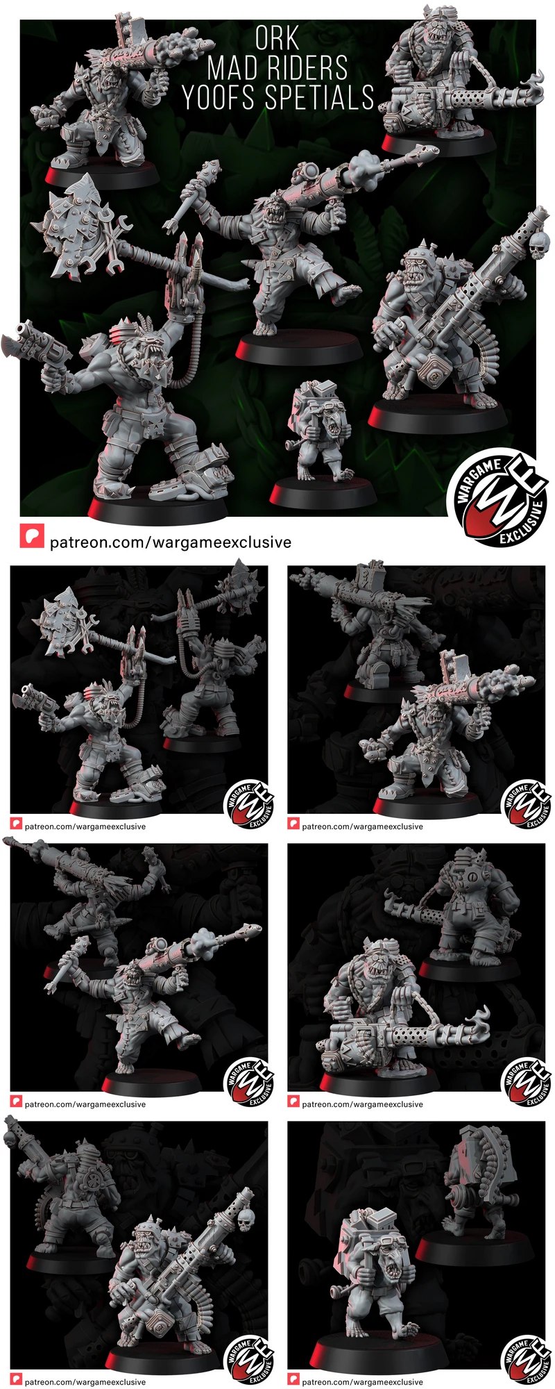 Ork Mad Riders – Yoofs Spetialz STL Miniature Set for 3D Printing STL model for 3D printing