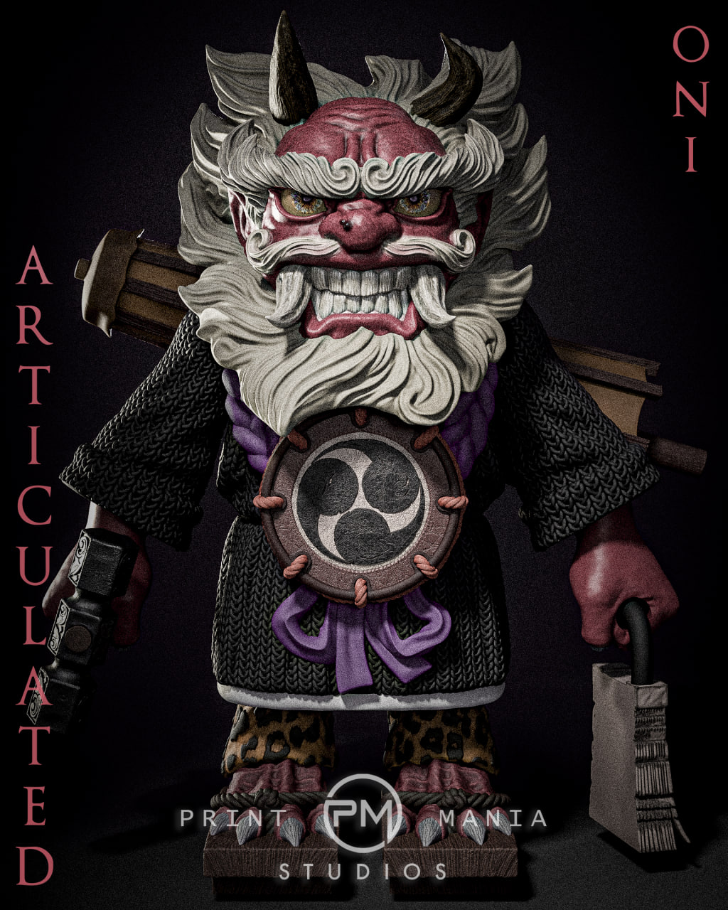 Articulated Oni Figure STL model for 3D printing