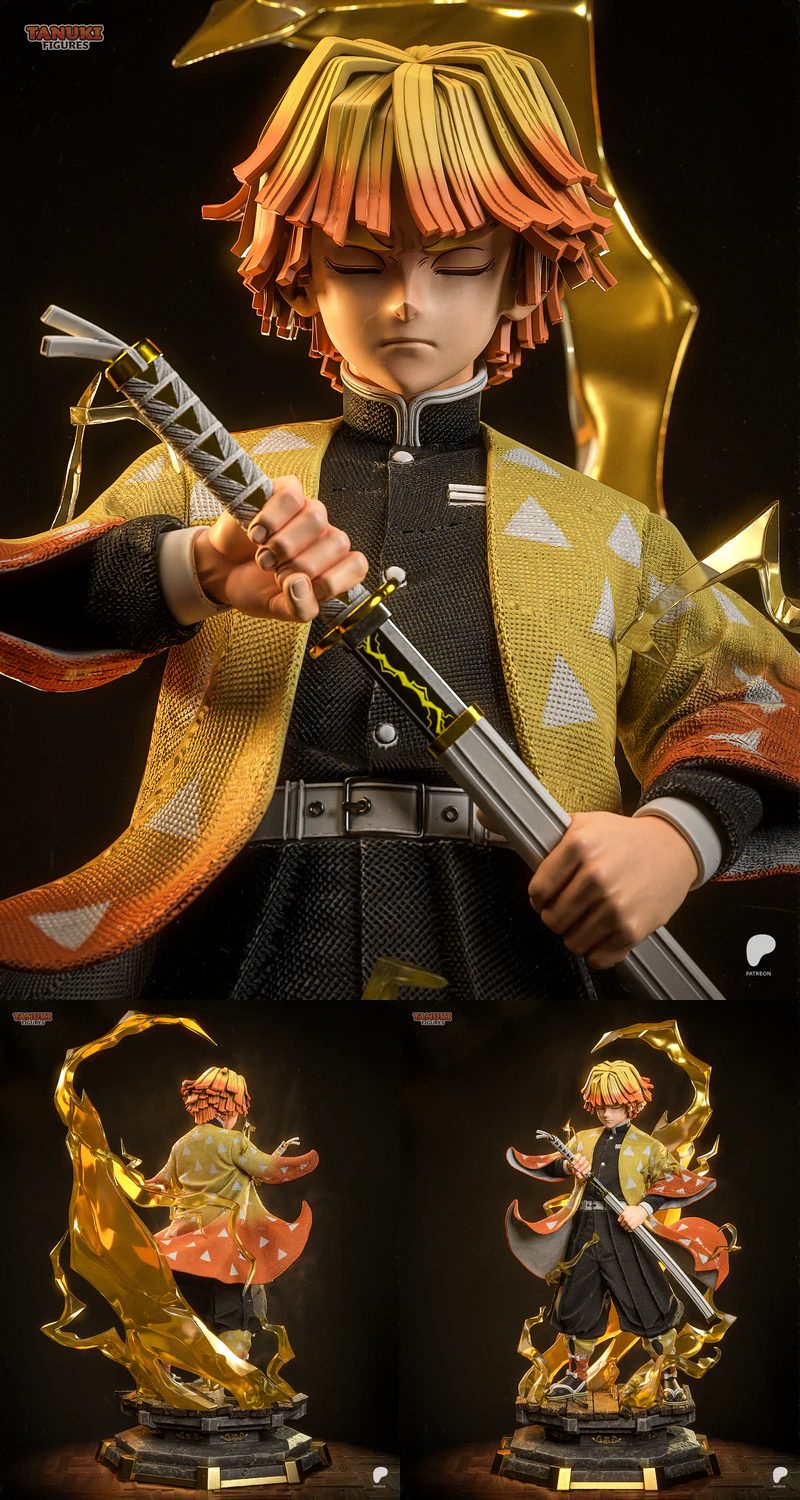Zenitsu Fullsize 3D Printable STL Model – Demon Slayer Figure STL model for 3D printing