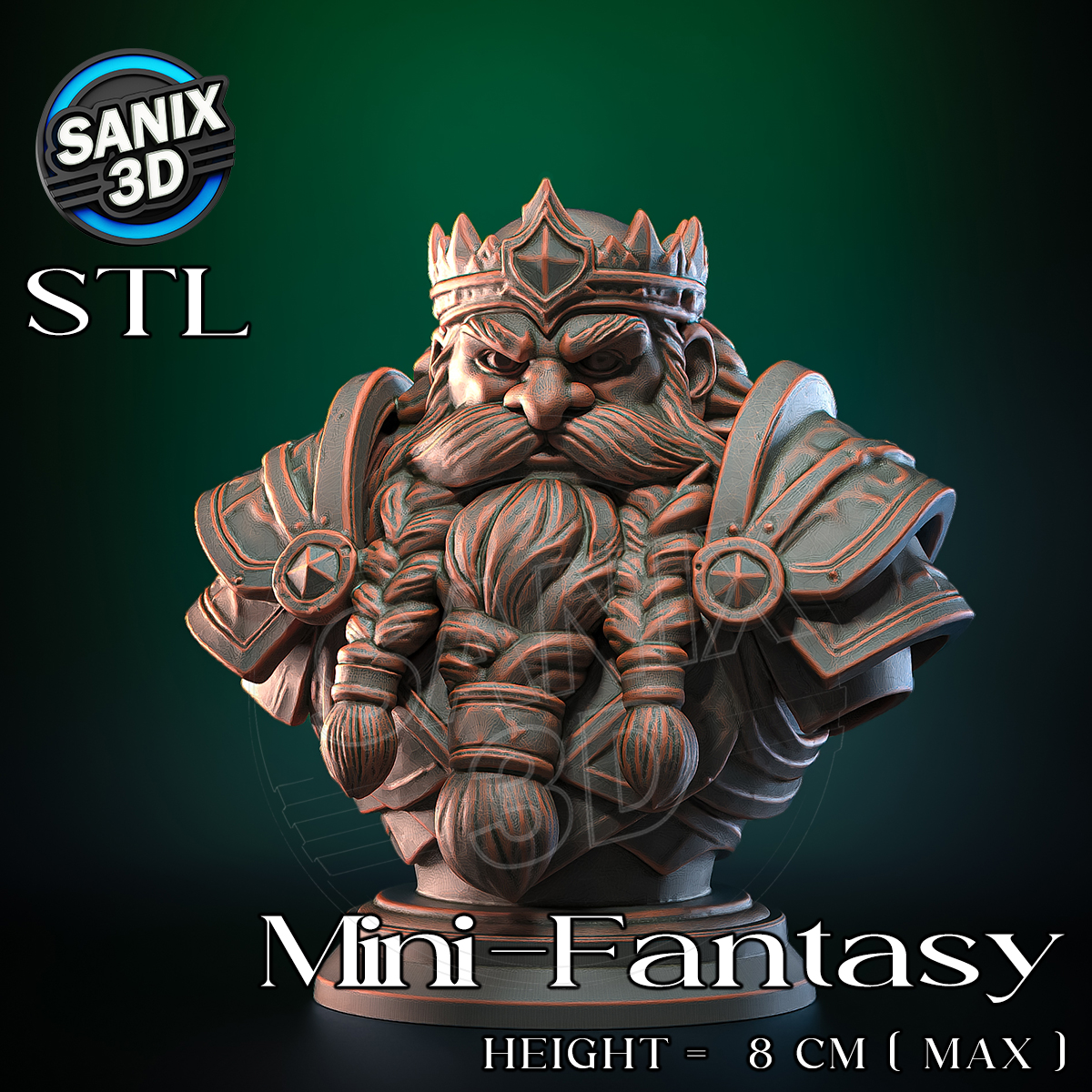 Dwarf King STL model for 3D printing
