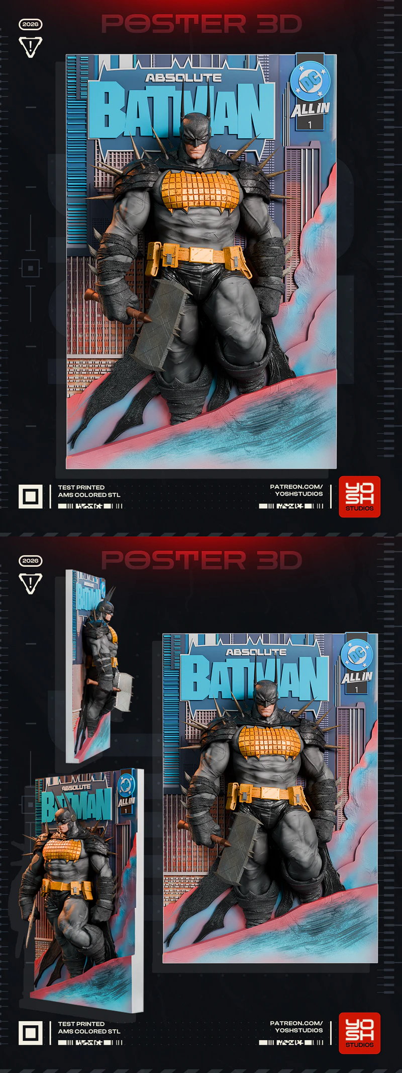 Absolute Batman Poster STL model for 3D printing