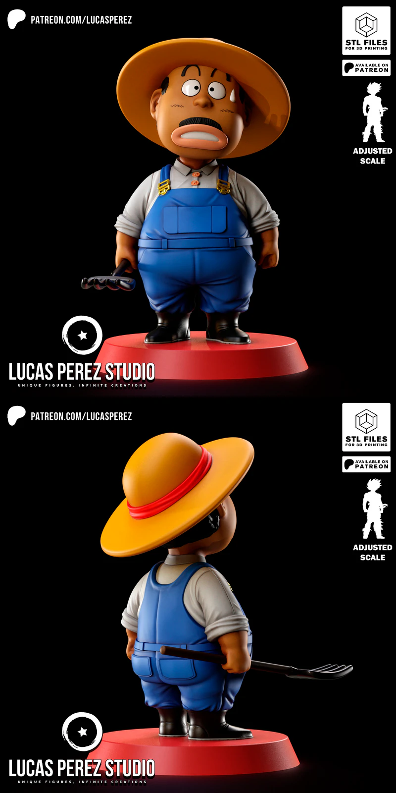 Agricultor Chibi 3D Printable Miniature STL File STL model for 3D printing