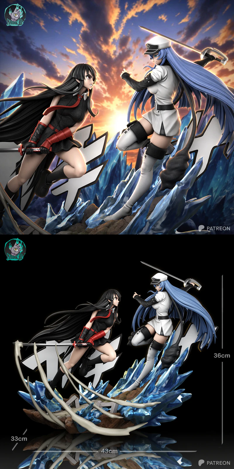 Akama vs Esdeath STL model for 3D printing