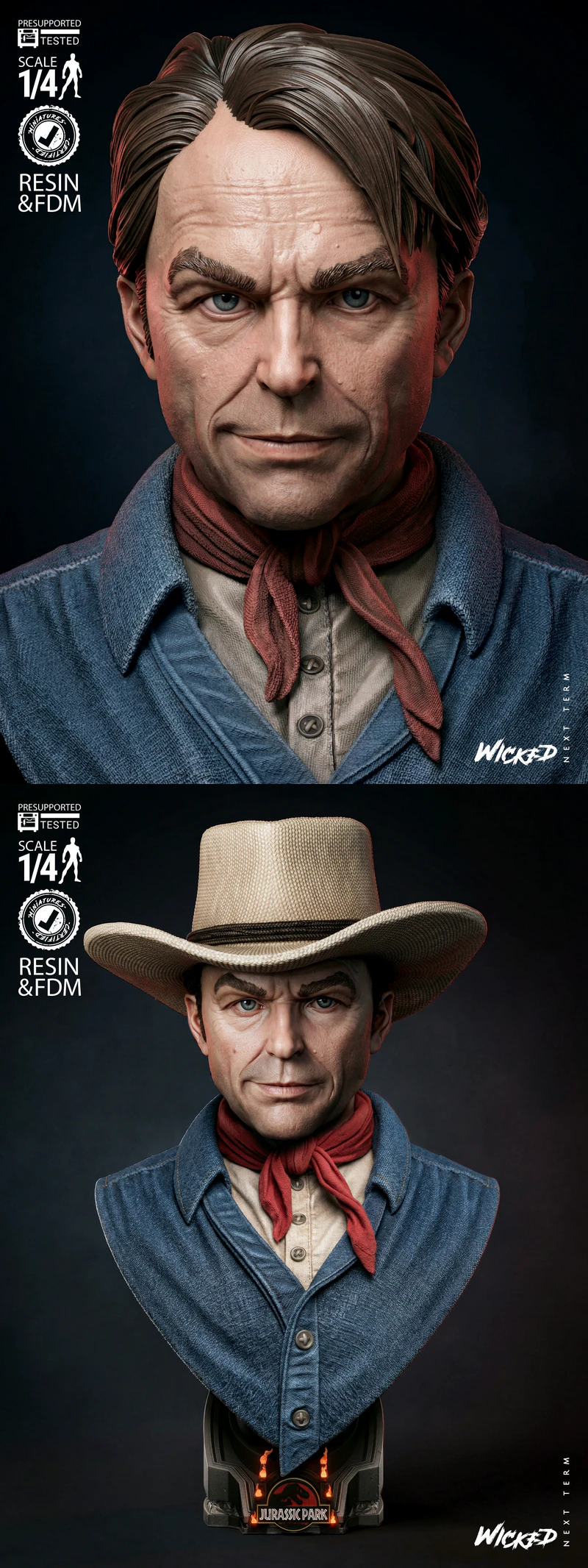 Alan Grant Portrait Bust STL model for 3D printing