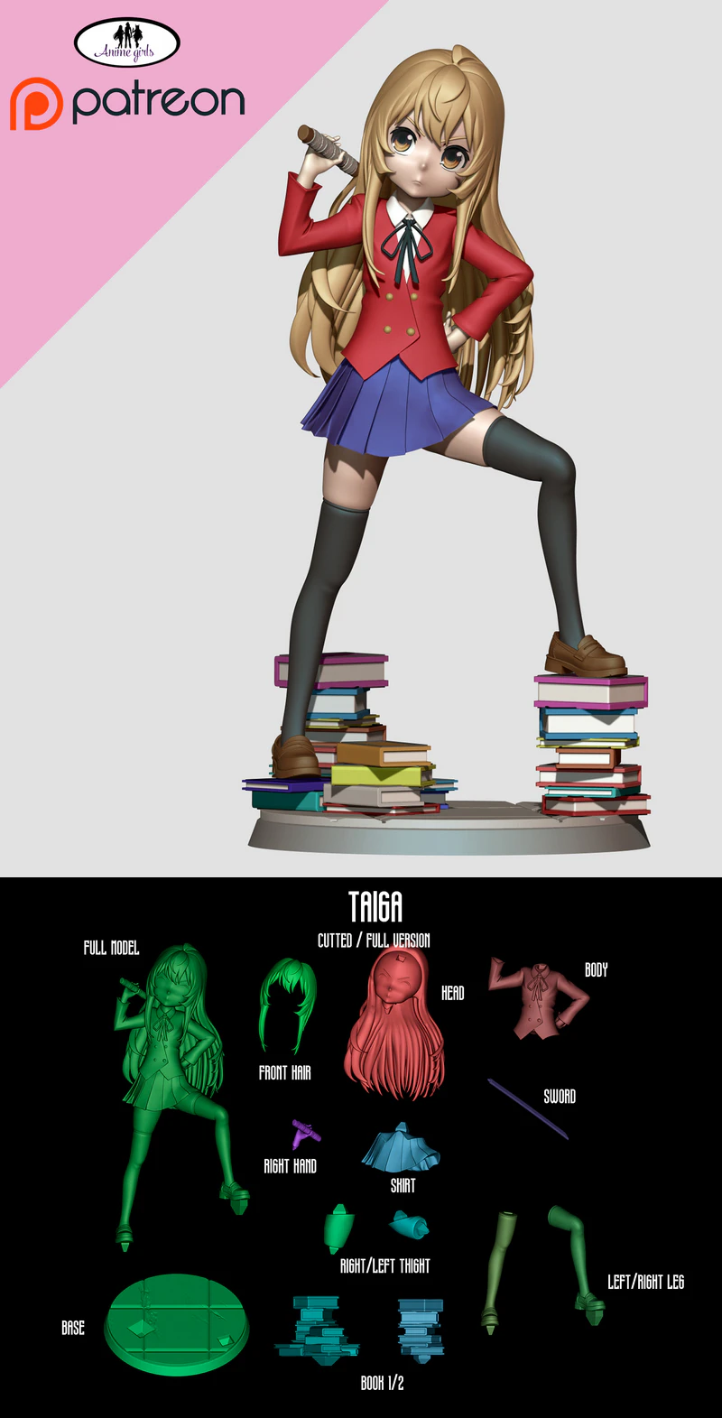 Taiga STL model for 3D printing