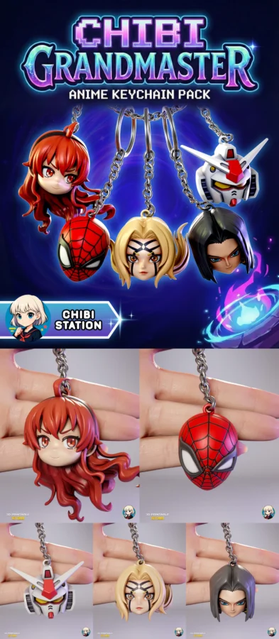 Anime KeyChain Pack STL model for 3D printing
