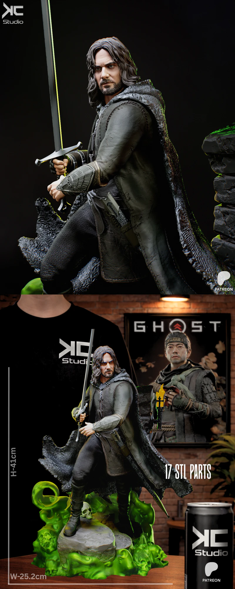 Aragorn – Lord of the Rings Fanart STL model for 3D printing