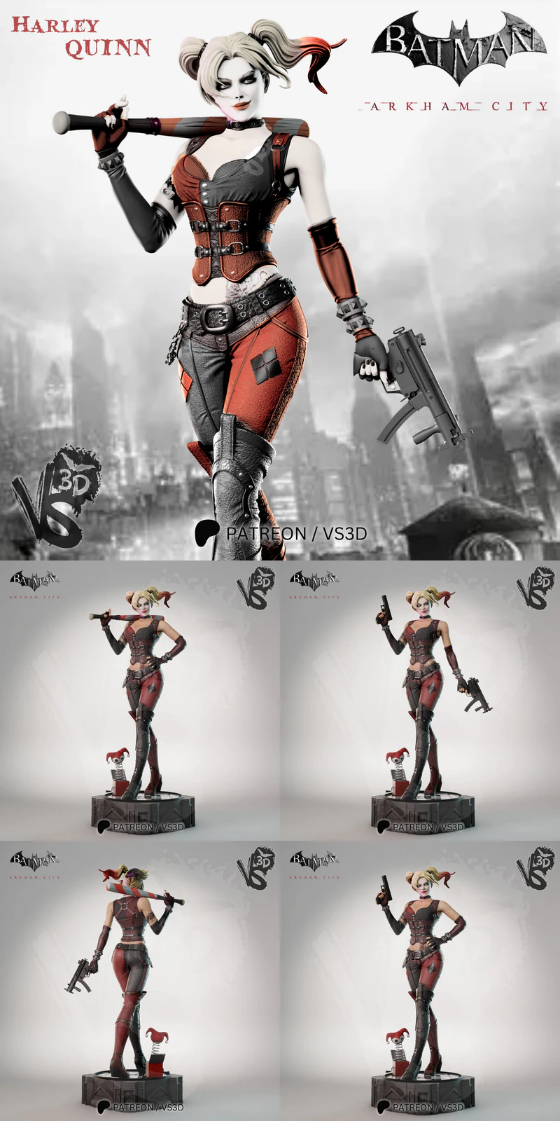 Harley Quinn Arkham City Miniature STL File for 3D Printing STL model for 3D printing