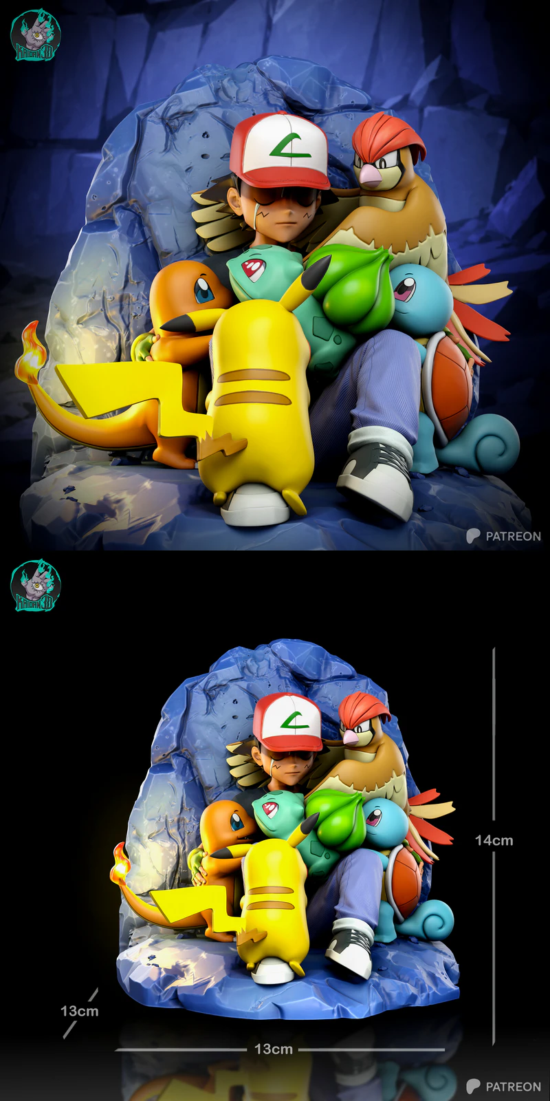 Ash & Pokemon STL model for 3D printing