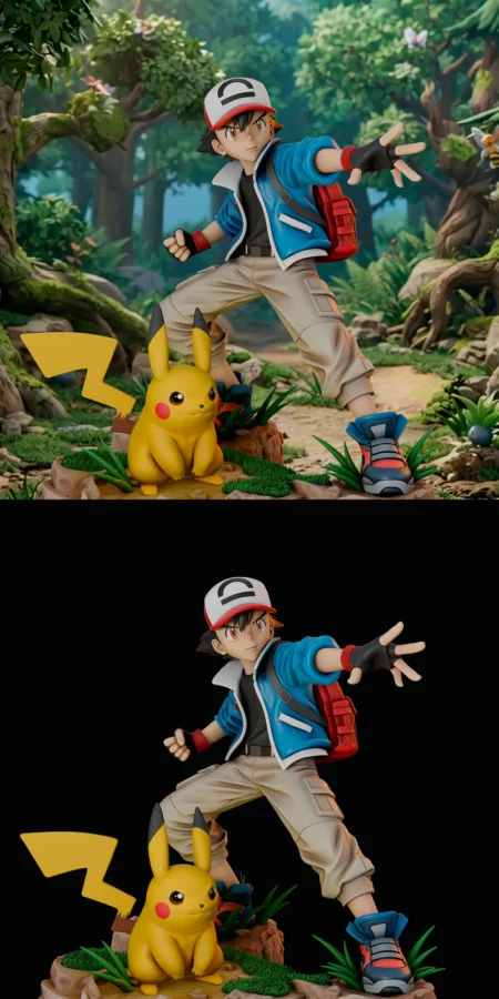 Ash and pikachu STL model for 3D printing