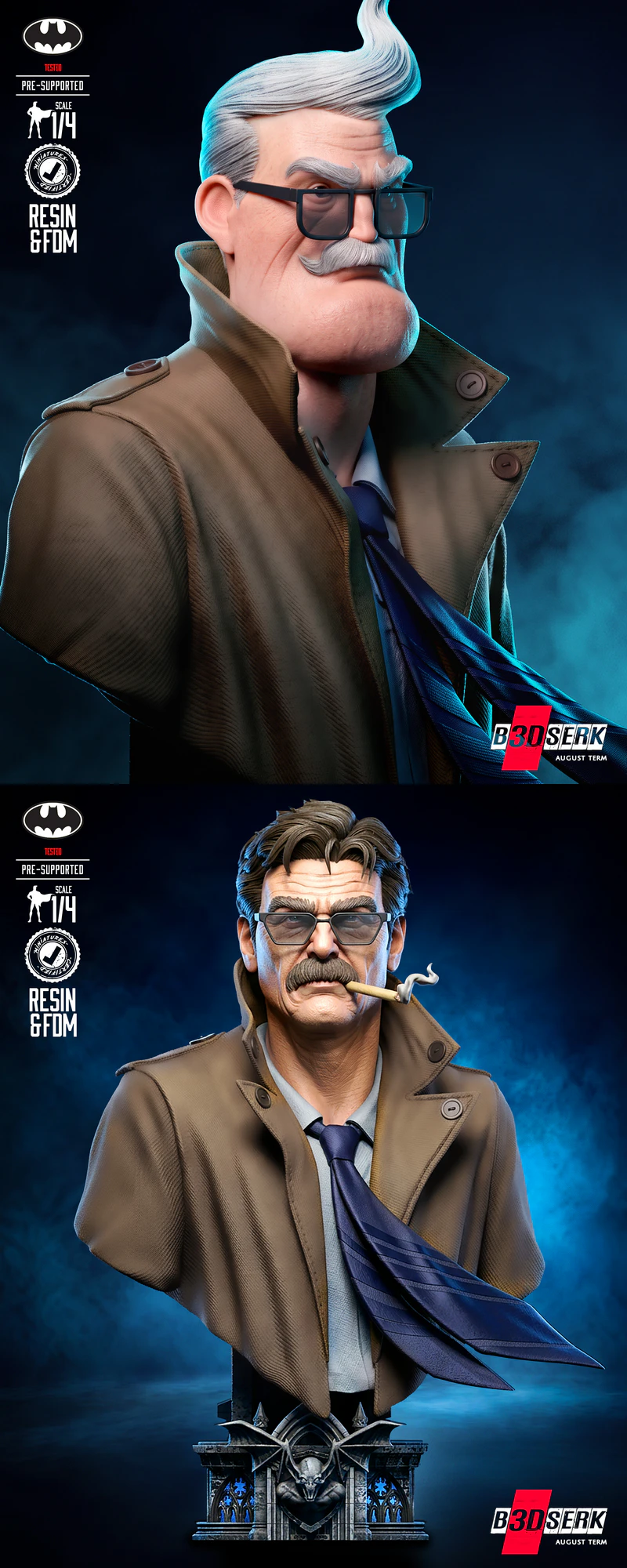 Commissioner Gordon Bust Portrait STL model for 3D printing