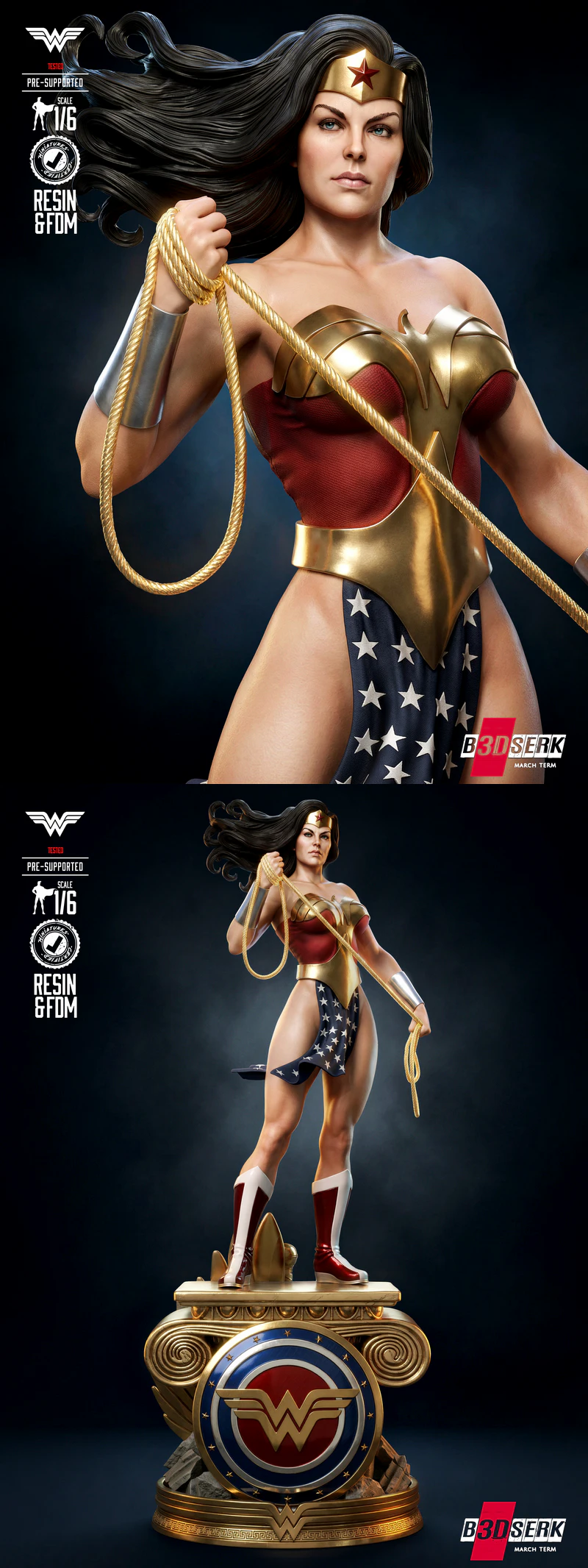 Wonder Woman Sculpture STL model for 3D printing