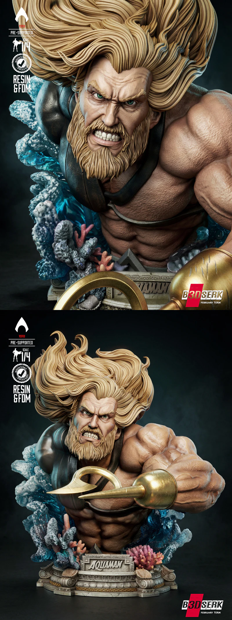 Aquaman Bust STL model for 3D printing