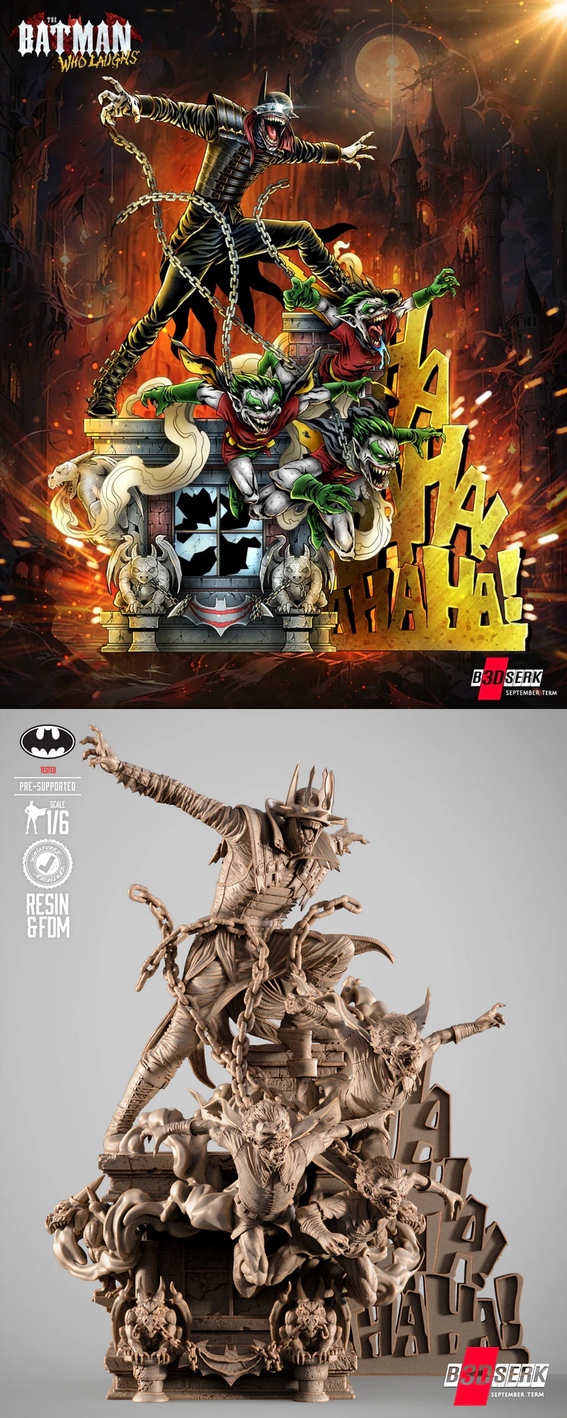 Batman Who Laughs Sculpture 3D Printable STL File STL model for 3D printing