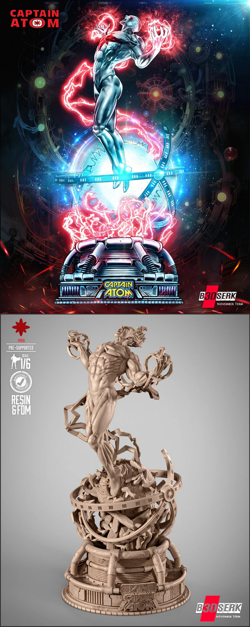 Captain Atom 3D Printable Sculpture STL File STL model for 3D printing
