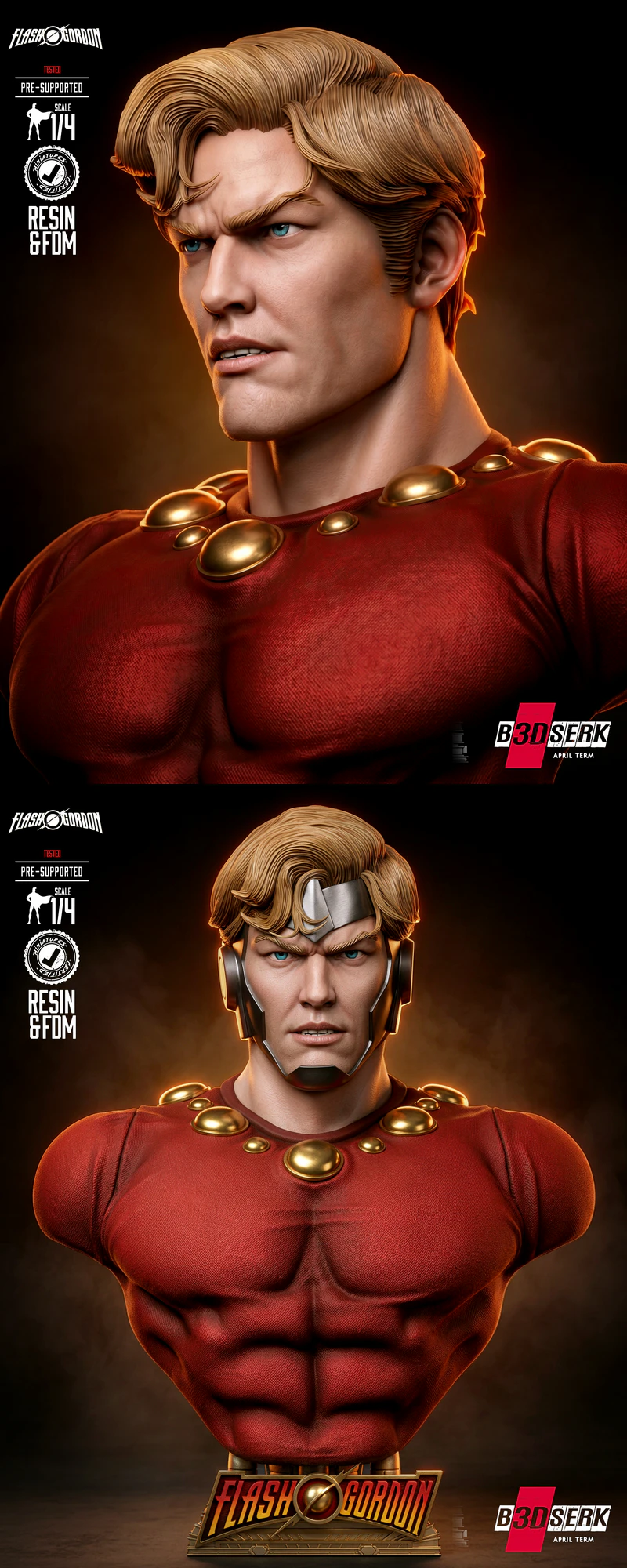 Flash Gordon Portrait Bust STL model for 3D printing