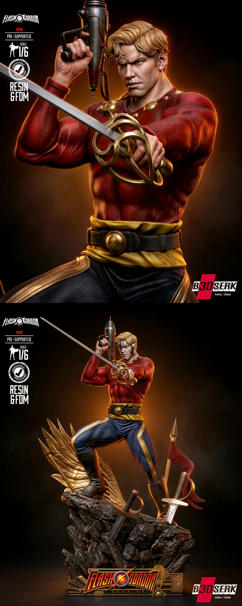 Flash Gordon Sculpture STL model for 3D printing