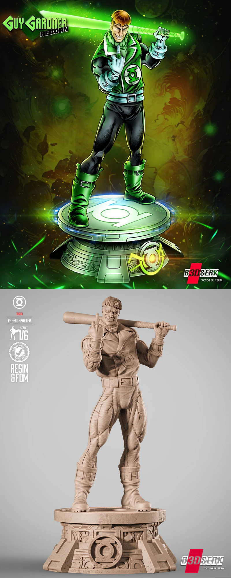 Guy Gardner Comic Character Sculpture STL File STL model for 3D printing