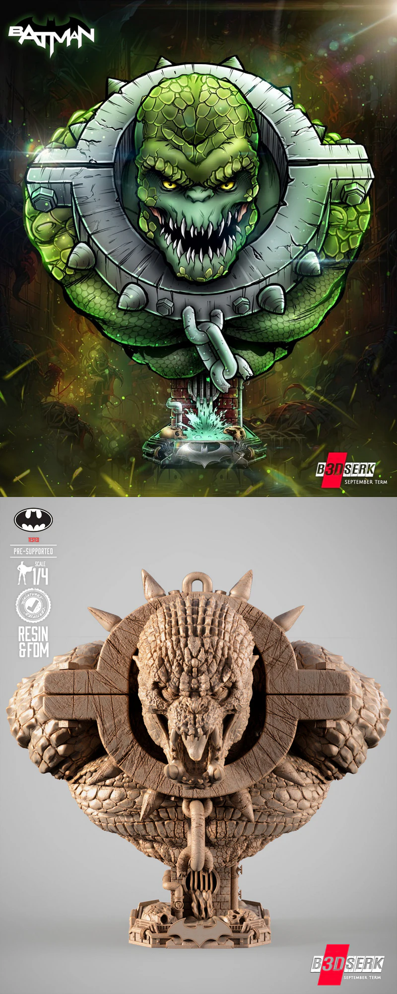 Killer Croc Portrait Bust STL File for 3D Printing STL model for 3D printing