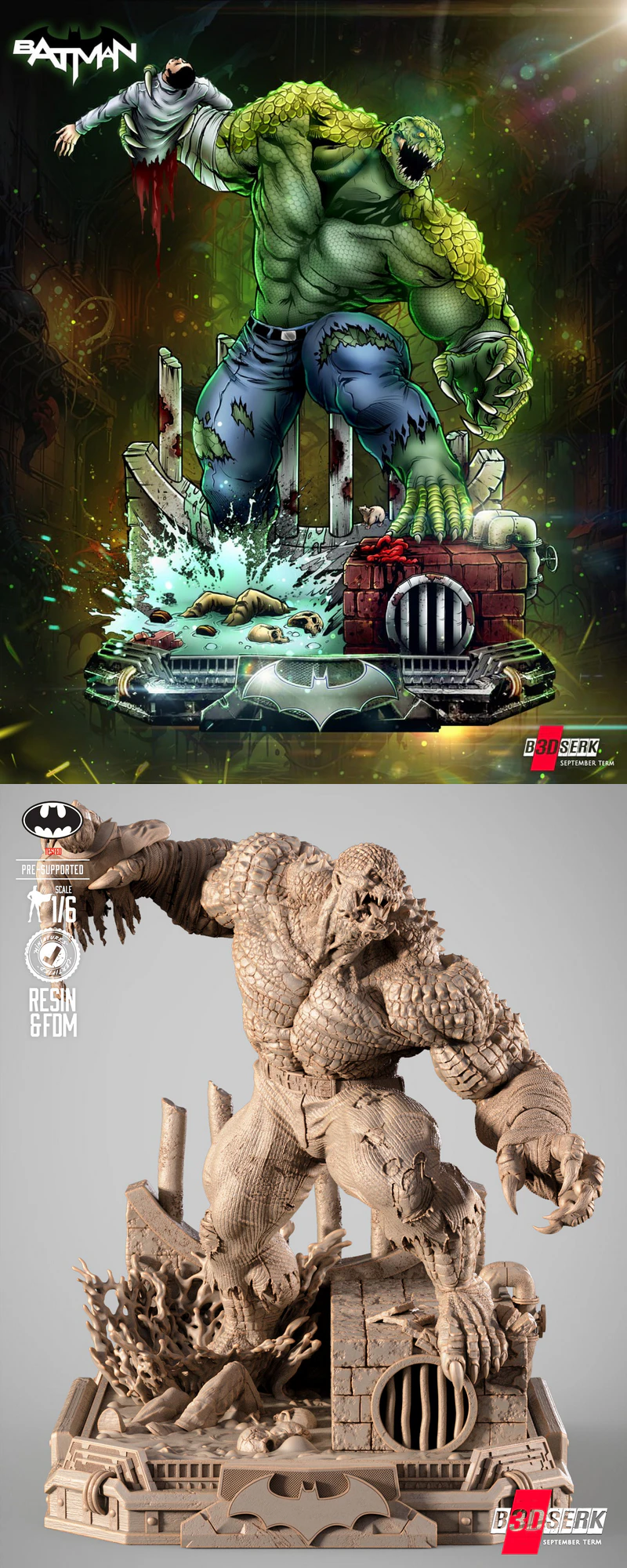 Killer Croc Sculpture STL File for 3D Printing STL model for 3D printing