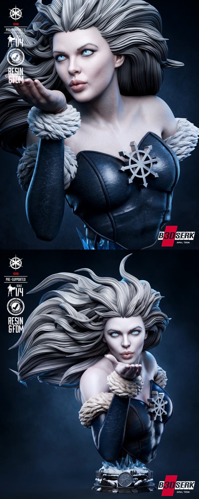 Killer Frost Portrait Bust STL model for 3D printing