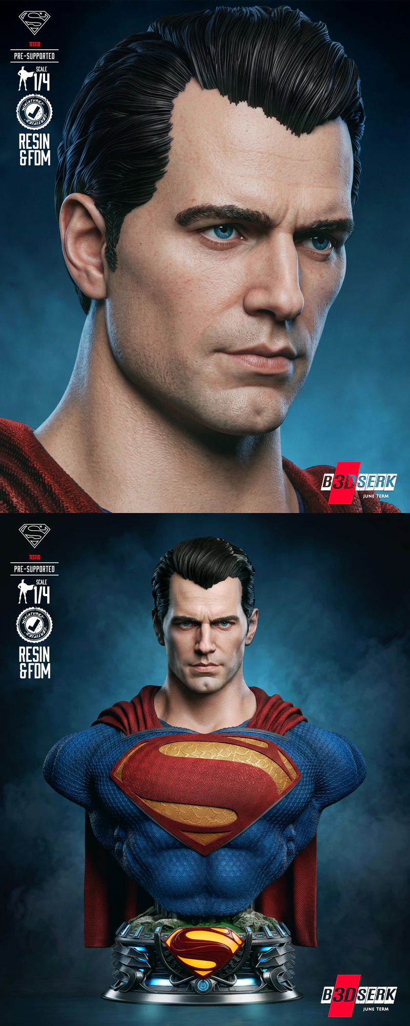 Man of Steel – Superman Portrait Bust STL model for 3D printing