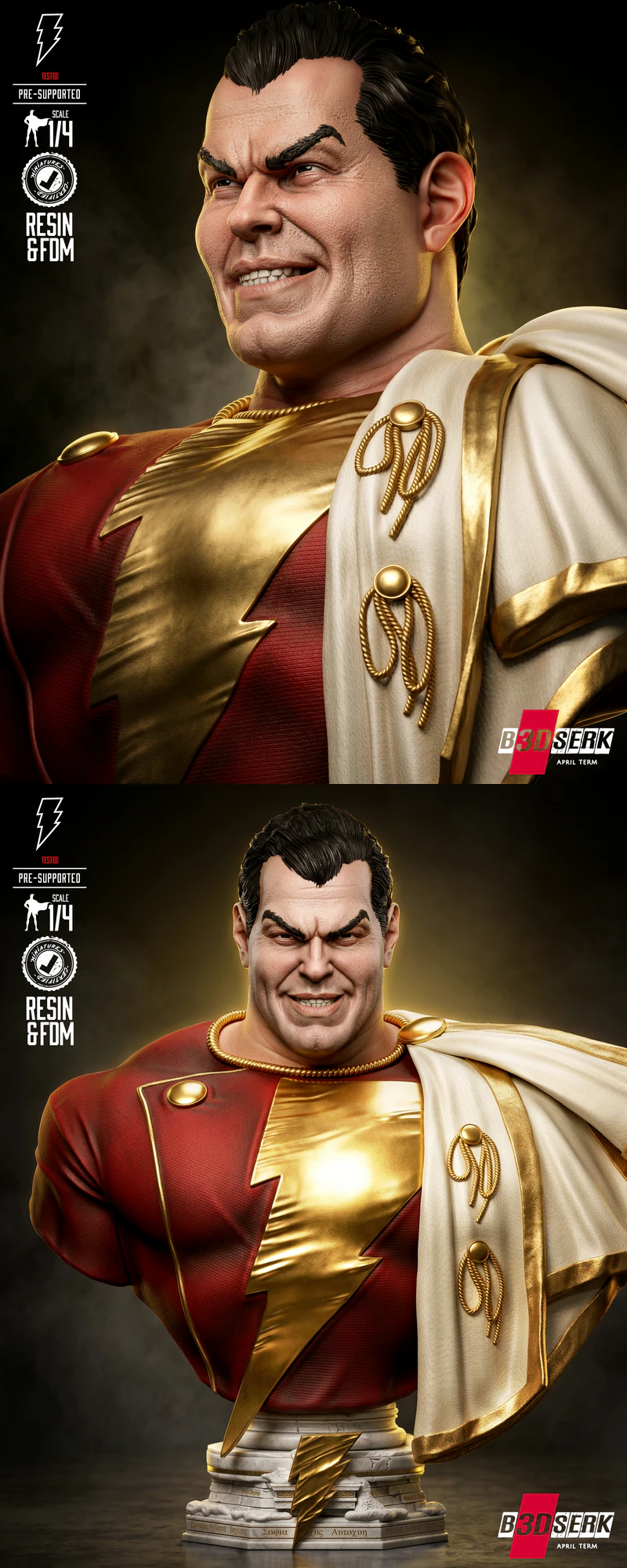 Shazam Portrait Bust STL model for 3D printing