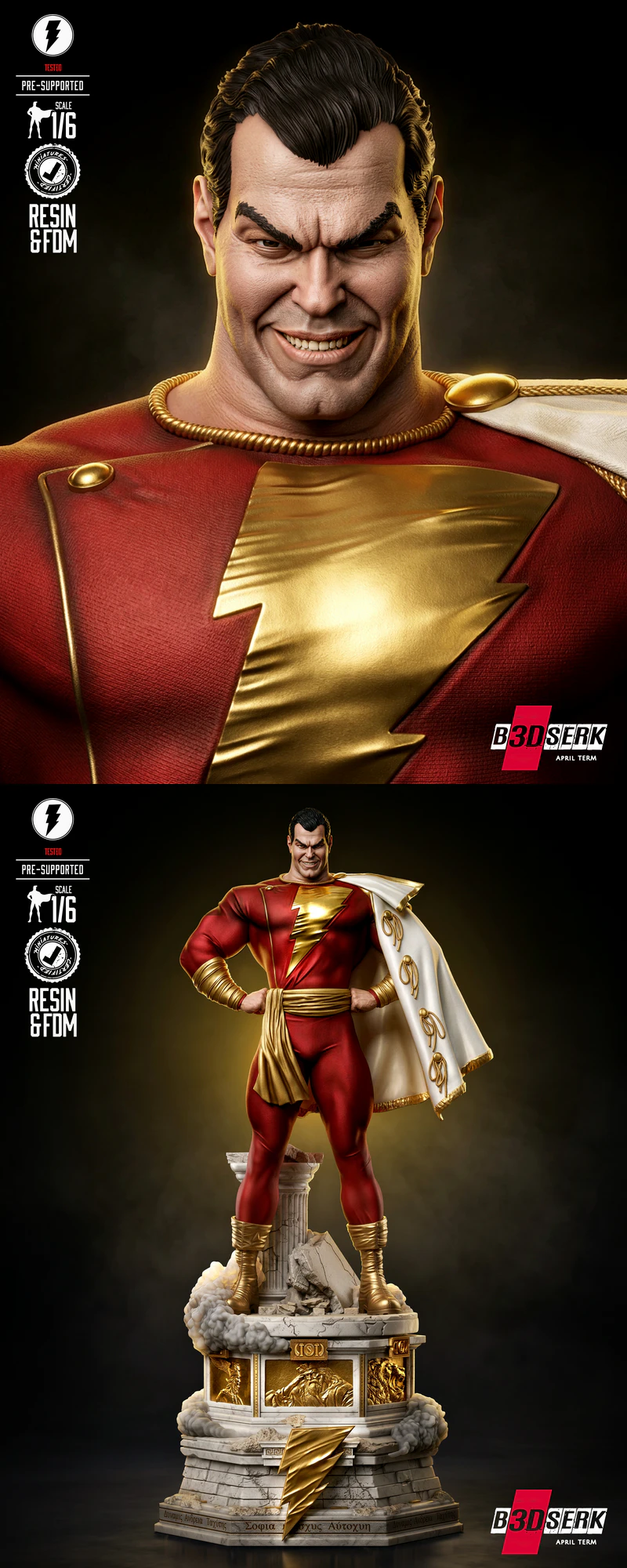 Shazam Sculpture STL model for 3D printing