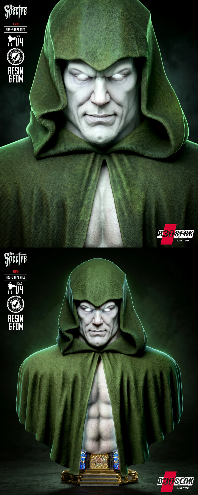 Spectre Kingdom Come Portrait Bust STL model for 3D printing