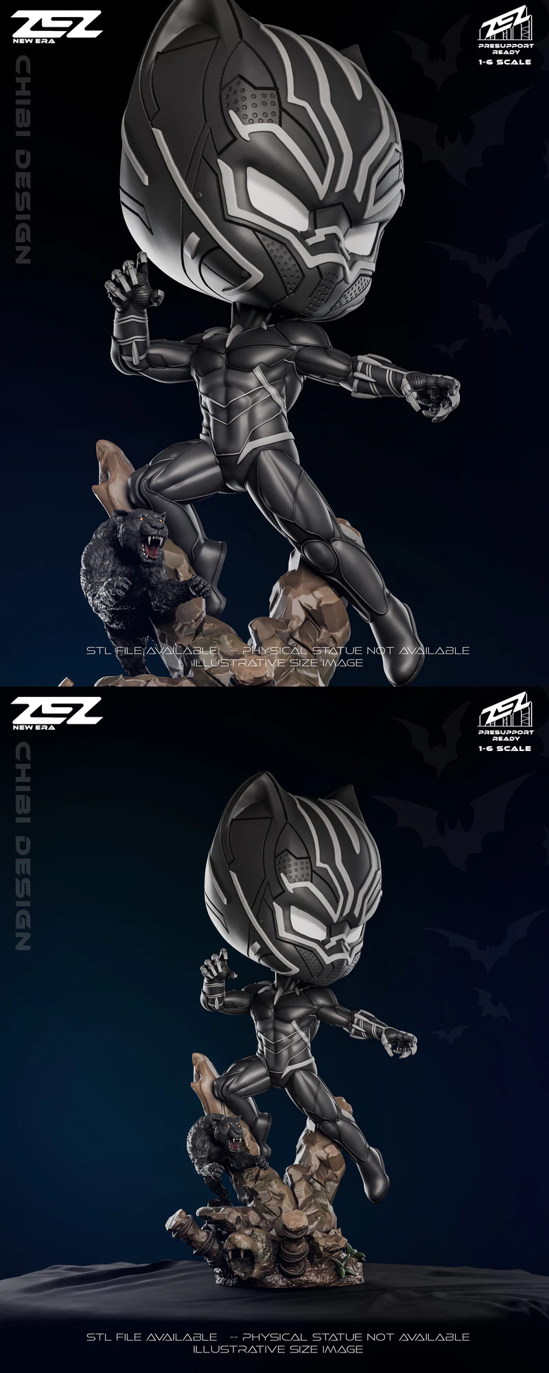 Black Panther Chibi 3D Printable STL Model STL model for 3D printing