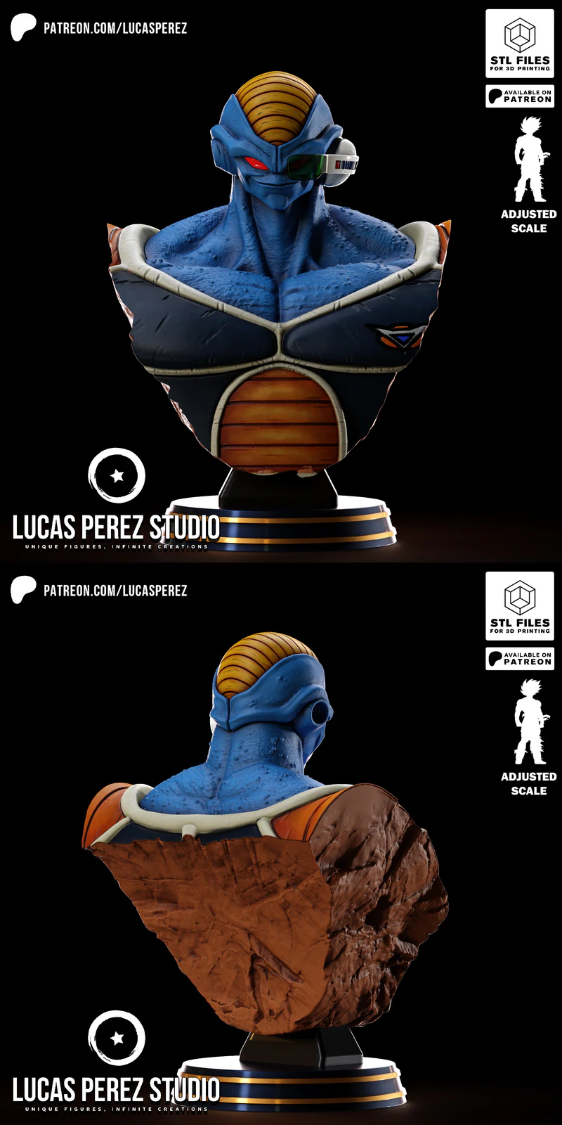 Ginyu Force Captain Burter Bust STL file for 3D Printer STL model for 3D printing
