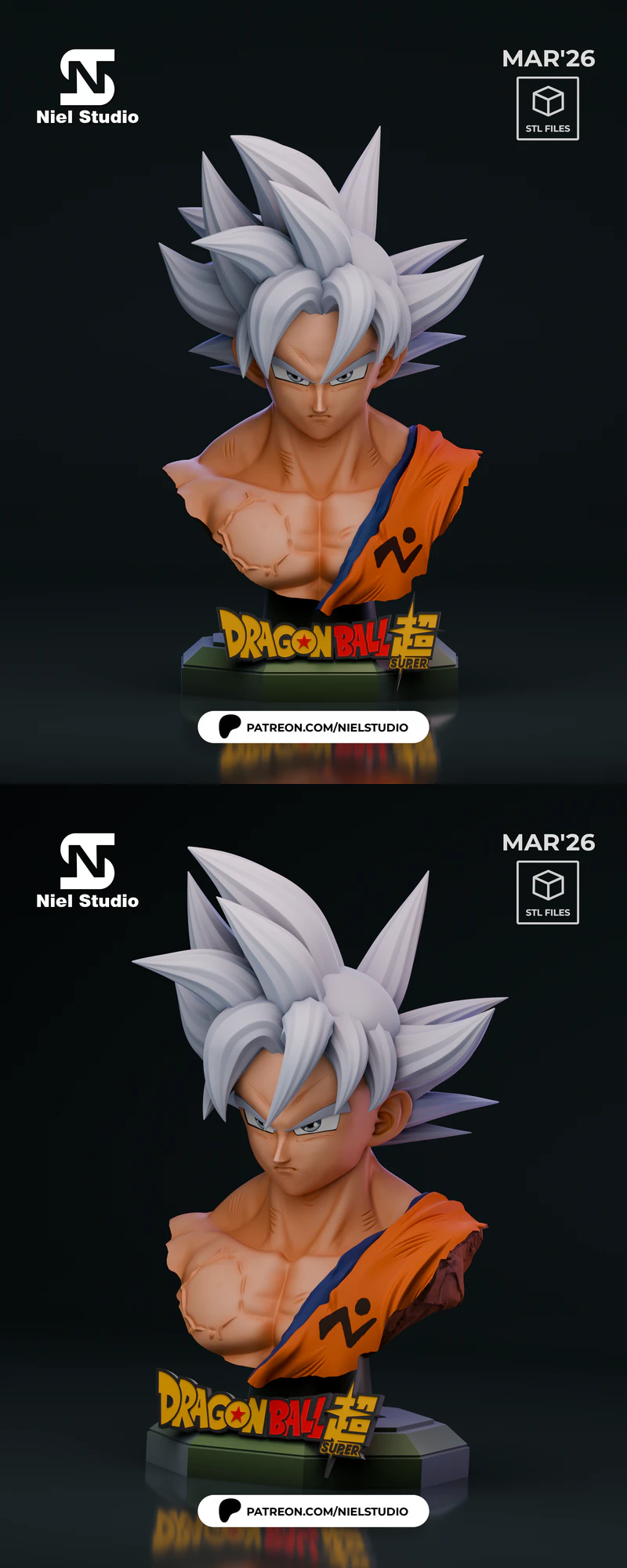 GOKU UI Bust STL model for 3D printing