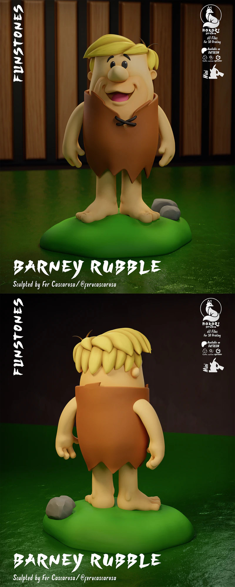 Barney Rubble STL model for 3D printing