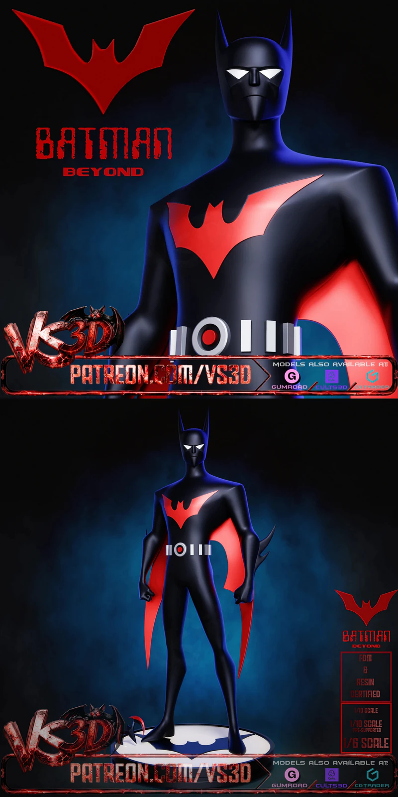 Batman Beyond – Animated STL model for 3D printing