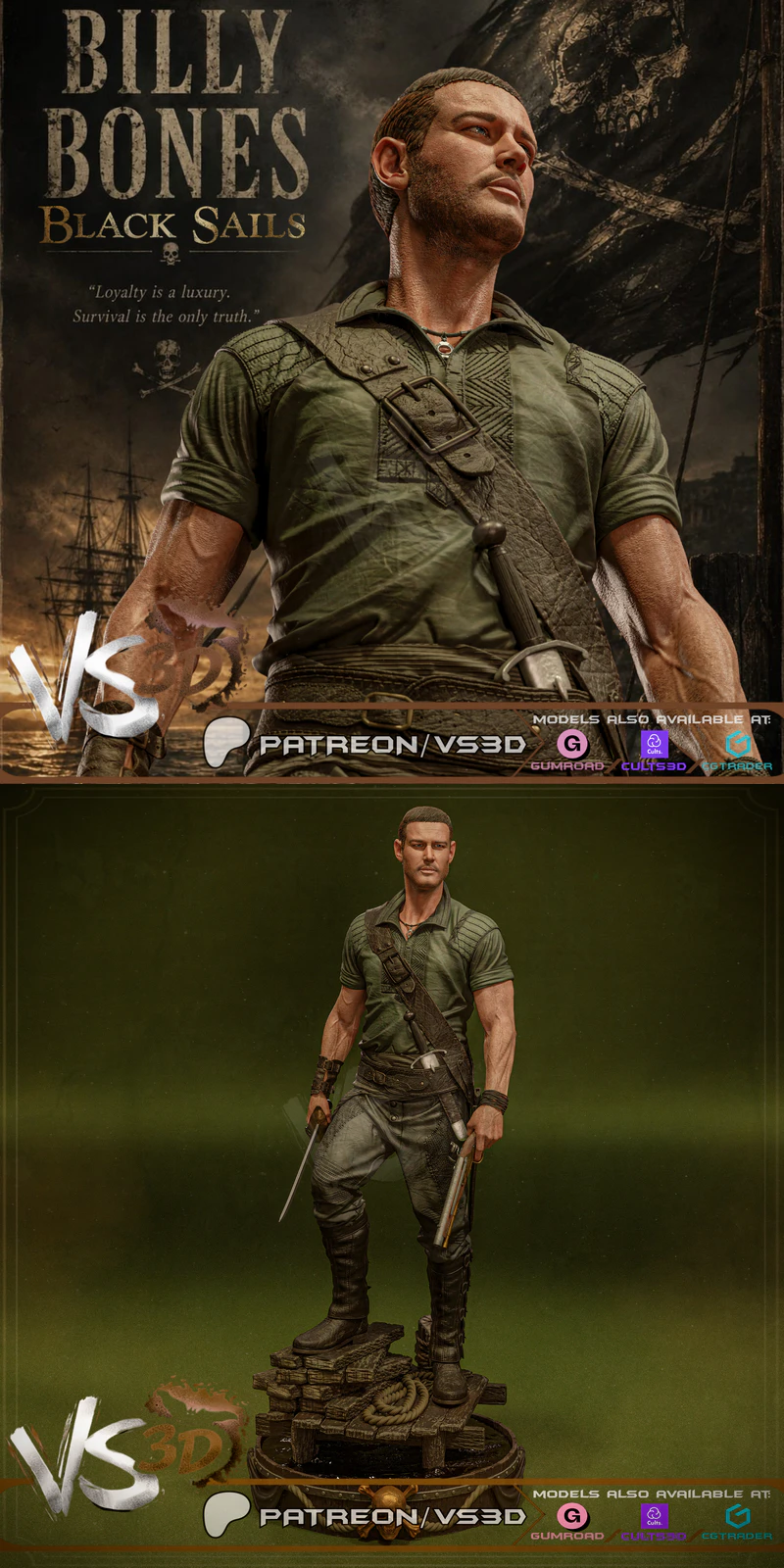 Billy Bones – Black Sails STL model for 3D printing
