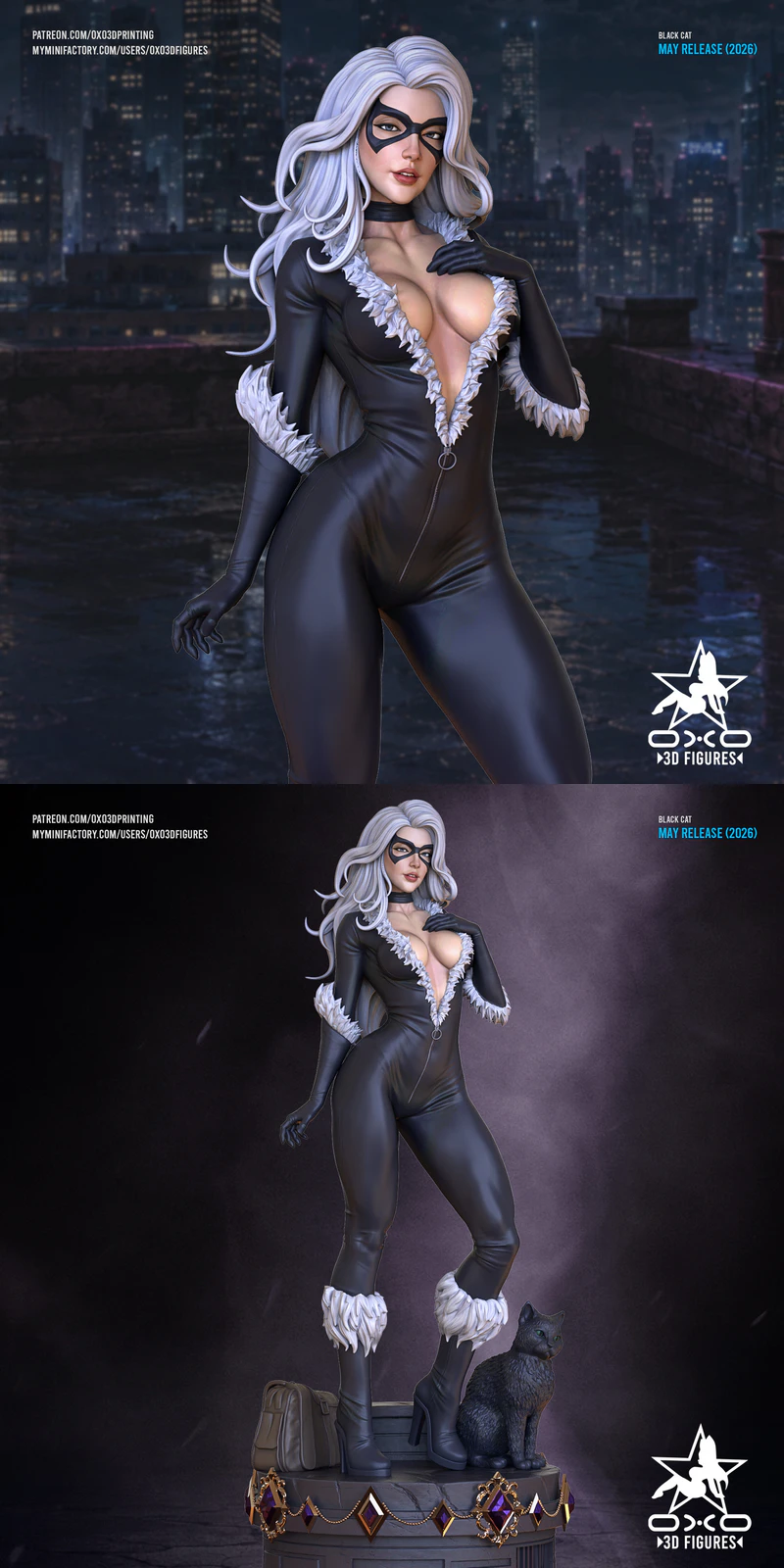 Black Cat Miniature Figure STL model for 3D printing