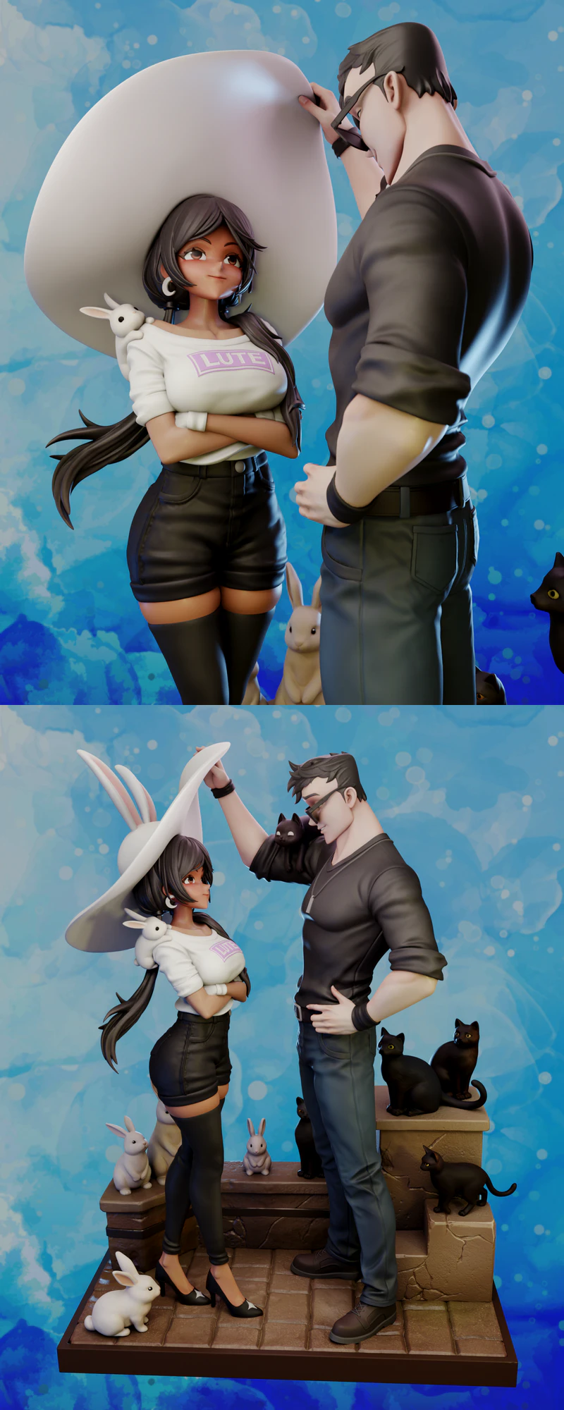 Bunny Witch Lorena and Ruan STL model for 3D printing