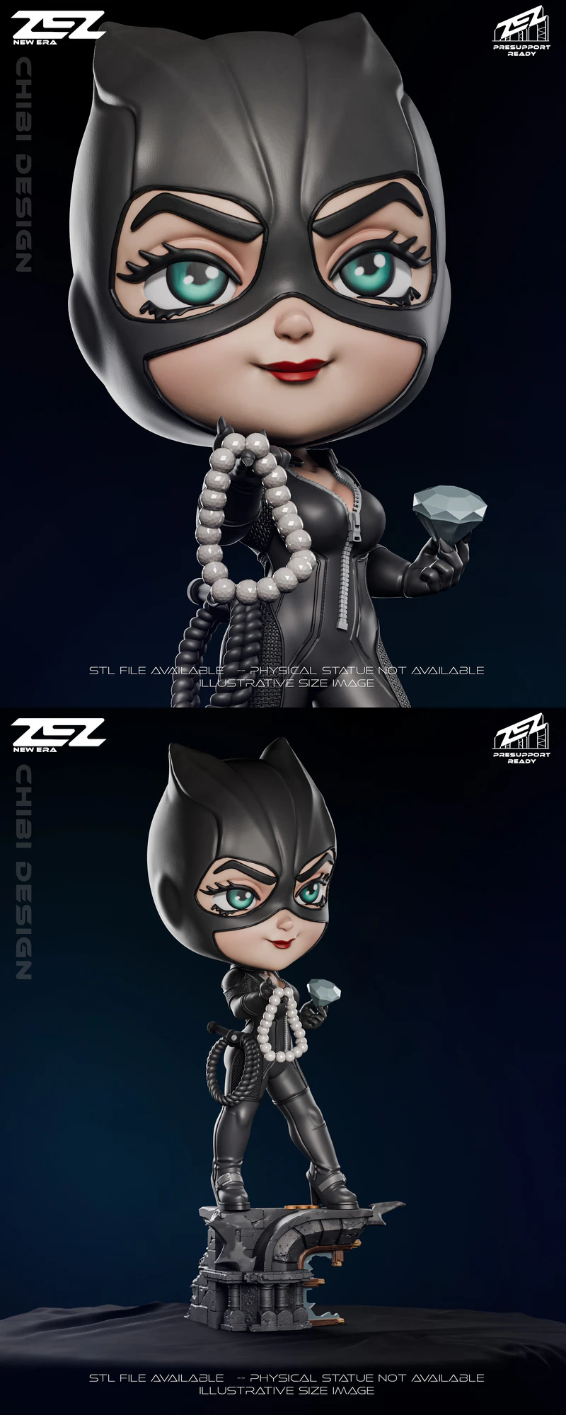 Catwoman Chibi 3D Printable STL Model STL model for 3D printing