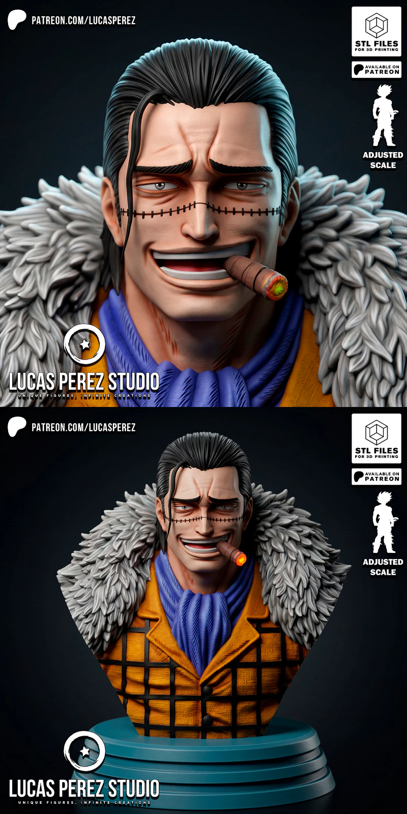 CROCODILE BUST – One Piece STL model for 3D printing