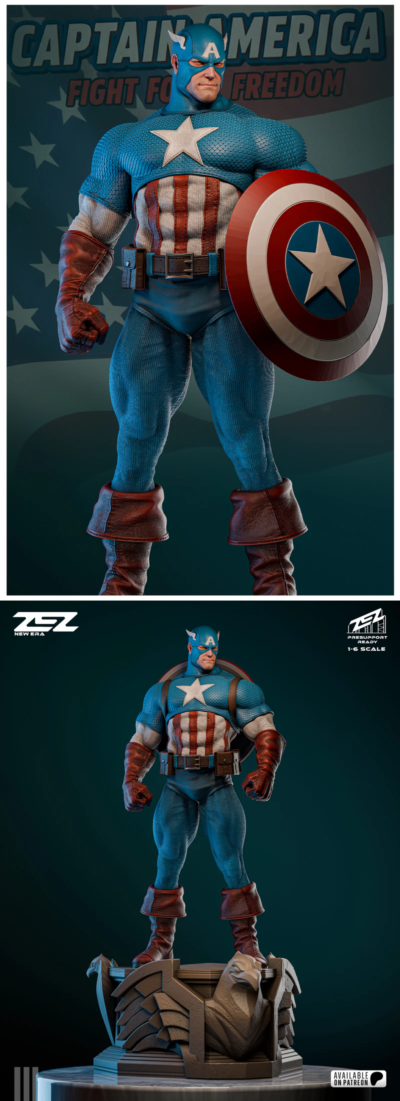 Capitan America 3D Printable Miniature STL File STL model for 3D printing