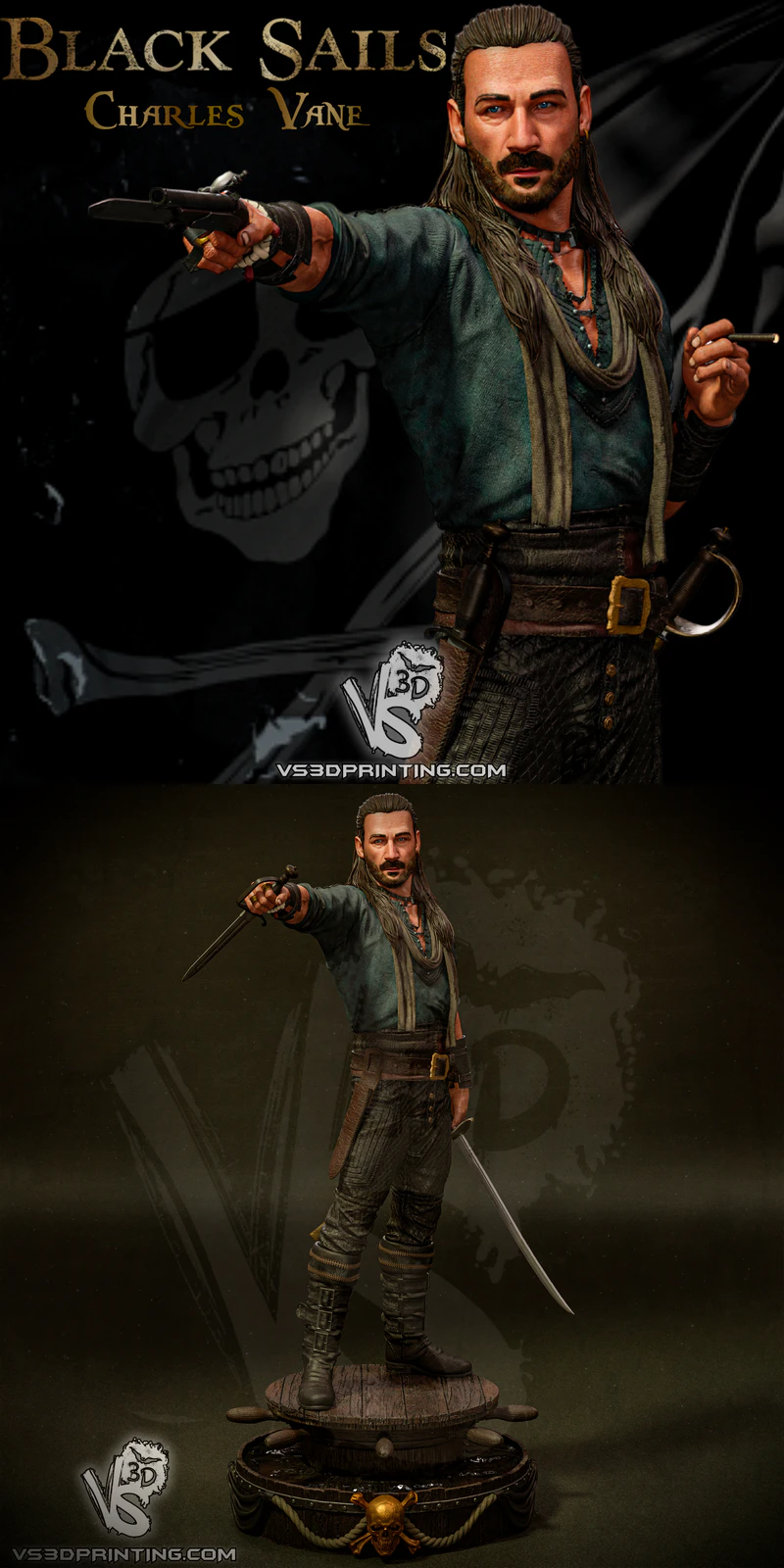 Charles Vane Black Sails 3D Printable STL File STL model for 3D printing